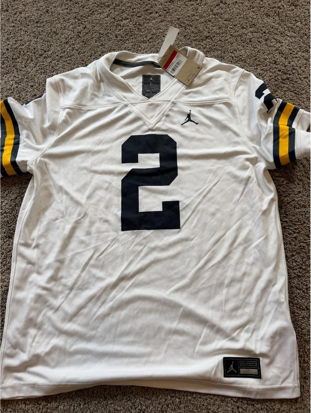 Michigan Wolverines Will Johnson White Football Jersey Large